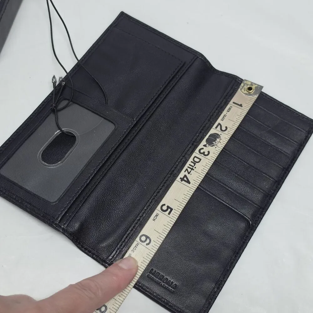 Merona Men’s Black Leather Checkbook Case Card Wallet Organizer NWT